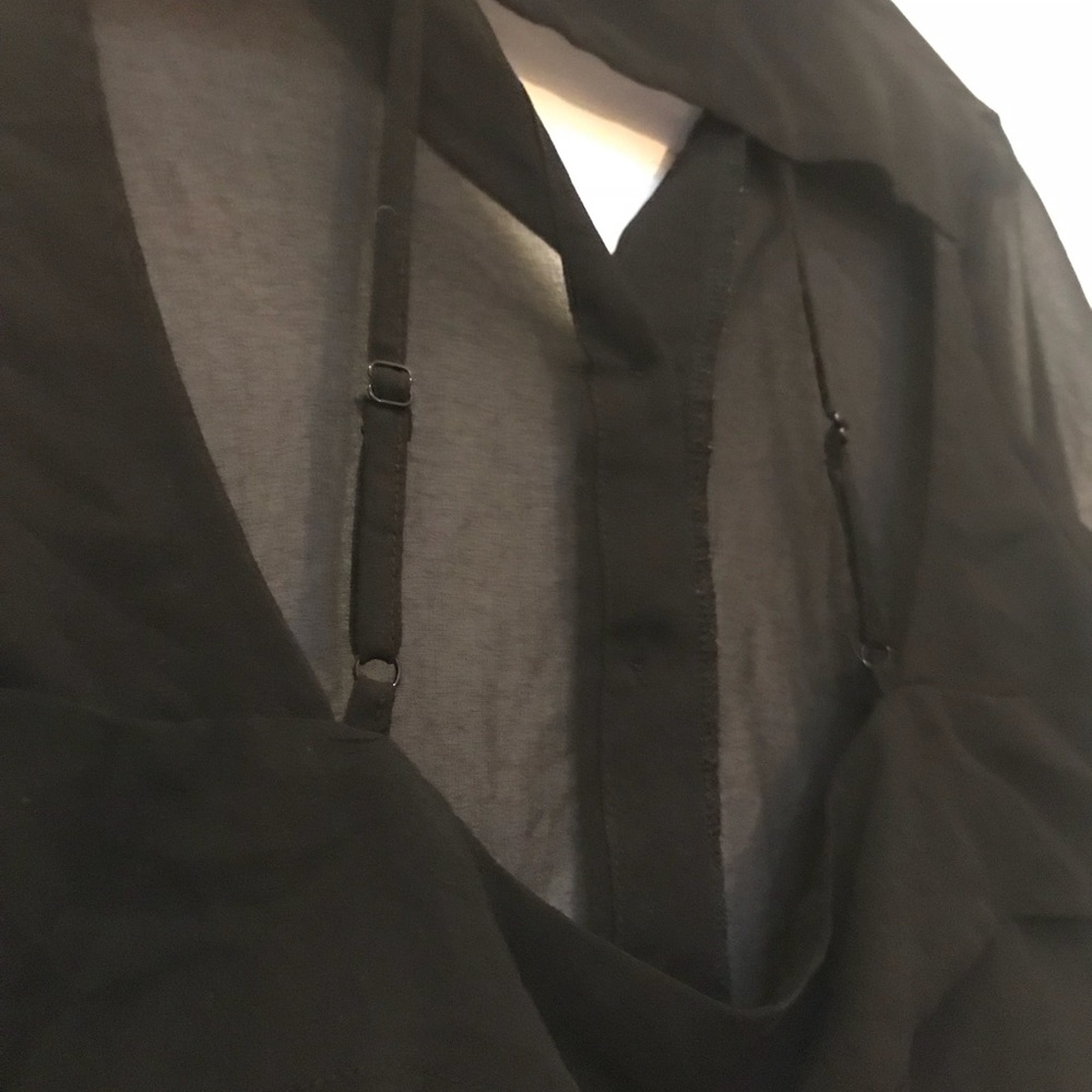 Black Sheer Button Down with Open Back